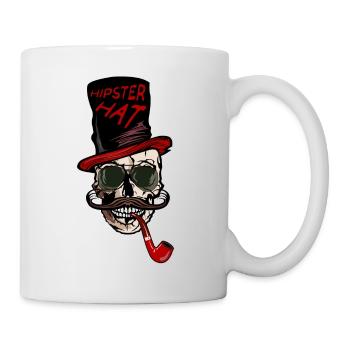 tete de mort hipster hat moustache crane citation - Mug blanc - blanc - Droite
