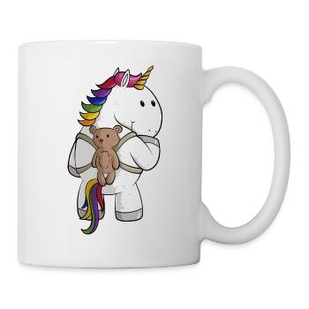 Licorne de dessin animé avec sac à dos - Mug blanc - blanc - Droite