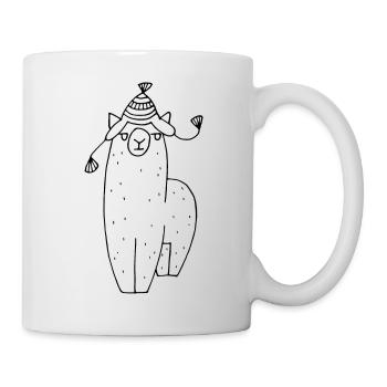 Alpaka mit Mütze - Tasse - Weiß - Rechts