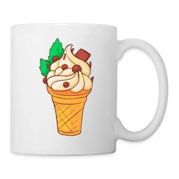 Eis Speiseeis Eiskrem Eiscreme Kugeleis Eisbecher - Tasse - Weiß - Rechts