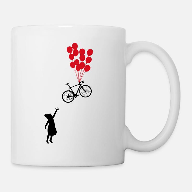 Rennrad Mädchen Luftballon - Tasse - Weiß