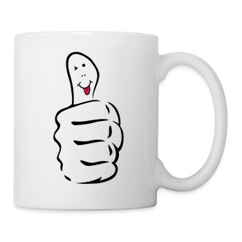 daumen_hoch_zunge_raus - Mug blanc - blanc - Droite