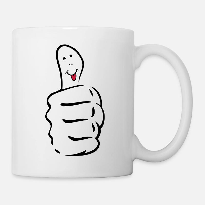 daumen_hoch_zunge_raus - Tasse - Weiß