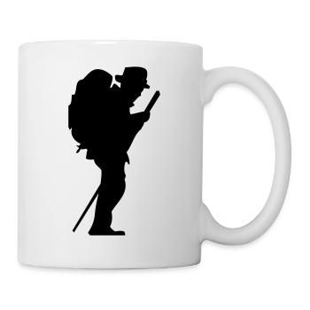 Man Wanderer mit Stock - Tasse - Weiß - Rechts