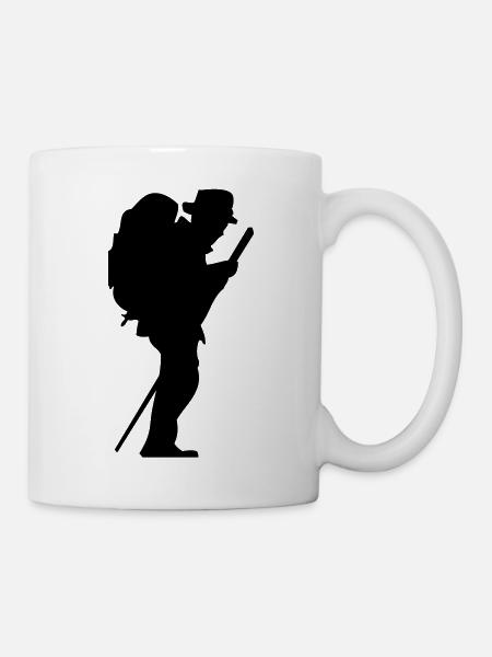 Homme marcheur avec le bâton - Mug blanc - blanc