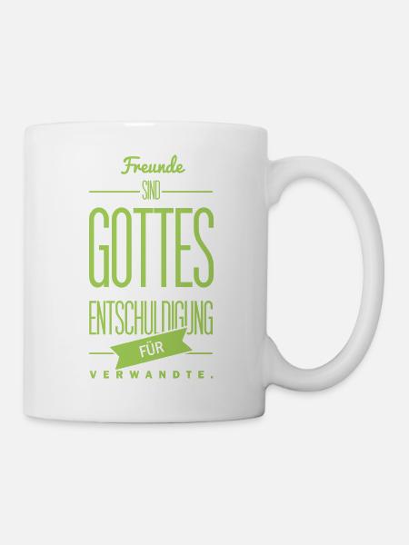 Spruch: Gottes Entschuldigung - Tasse - Weiß