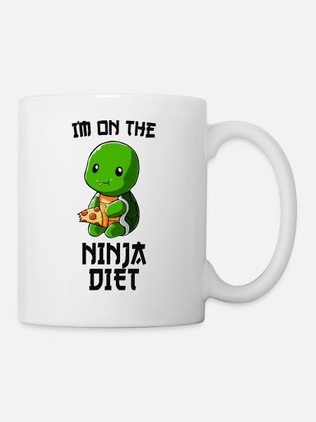 Schildkröte Pizza Essen Diät Spruch Geschenk - Tasse - Weiß