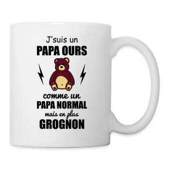 J'suis un papa ours, cadeau père, fête des pères - Mug blanc - blanc - Droite