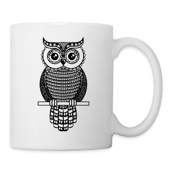 Eule Mandala Eule - Tasse - Weiß - Rechts