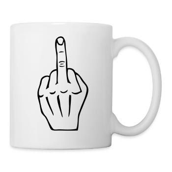 fuck the middle finger obscene hand gesture - Mug - white - Right