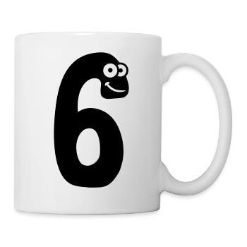 Number 6 six comic cartoon funny face - Mug - white - Right
