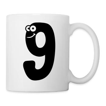 Number 9 nine comic cartoon funny face - Mug - white - Right
