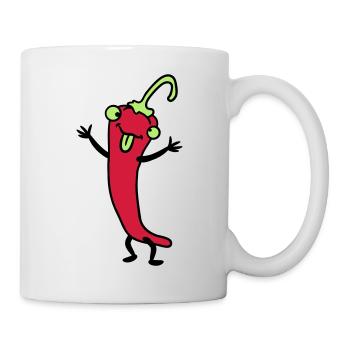 Chili Chilli Peperoni Scharf Lustig Comic - Tasse - Weiß - Rechts