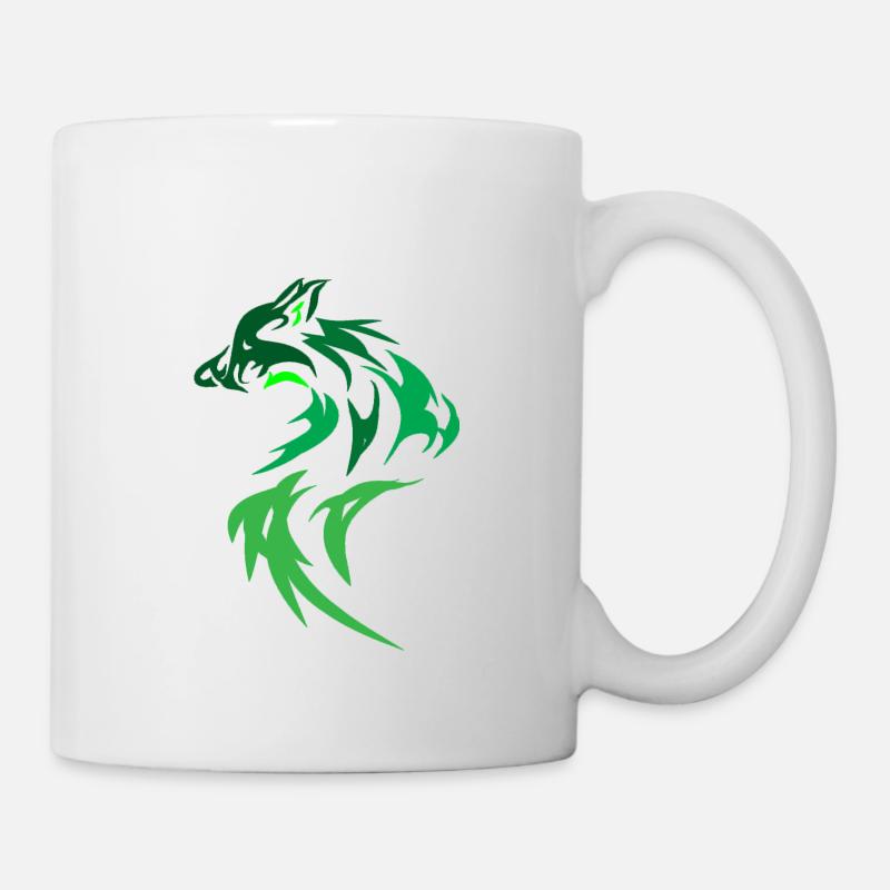 Grüner Wolf - Tasse - Weiß
