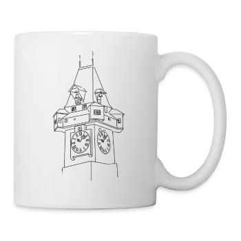 Grazer Uhrturm Design Geschenk Shirt Steiermark - Tasse - Weiß - Rechts