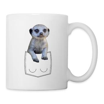 Meerkat Suricate dans la poche poitrine poche de chemise - Mug blanc - blanc - Droite