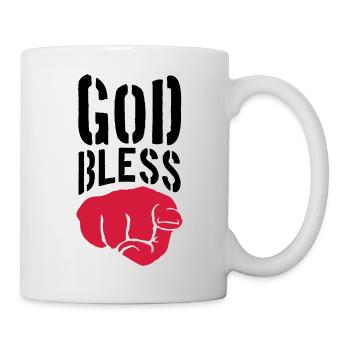 god bless you finger zeigen hand lustig gott jesus - Tasse - Weiß - Rechts