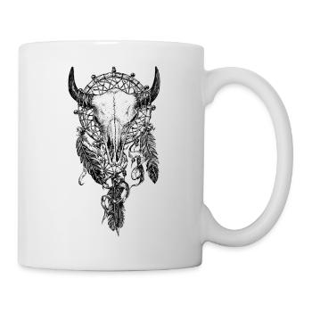Skull Dreamcatcher Tattoo - Mug - white - Right