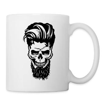 tete de mort hipster barbu coiffure crane - Mug blanc - blanc - Droite