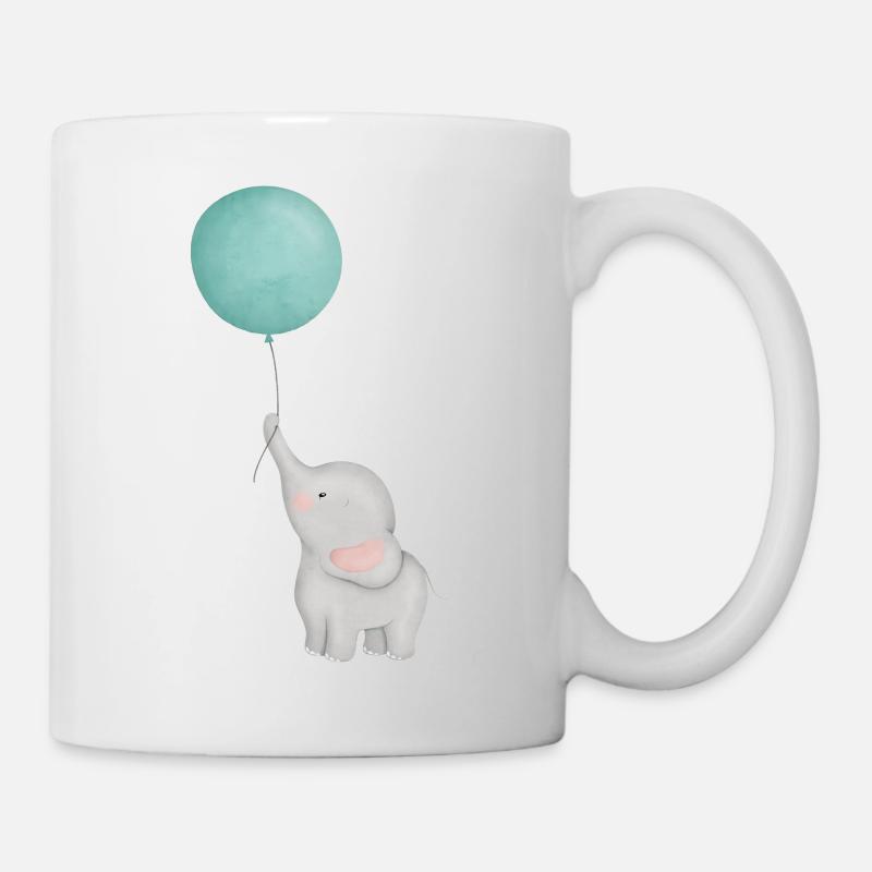Éléphanteau avec ballon - Mug blanc - blanc
