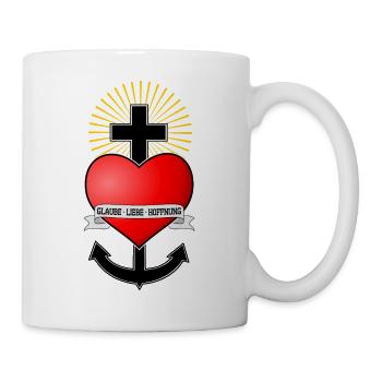 Glaube Liebe Hoffnung, Herz Anker Kreuz Seemann - Tasse - Weiß - Rechts