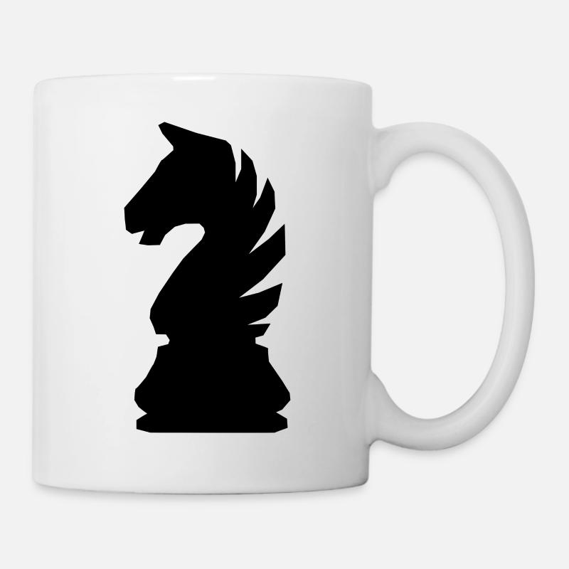 Schach Chess Springer schwarz - Tasse - Weiß