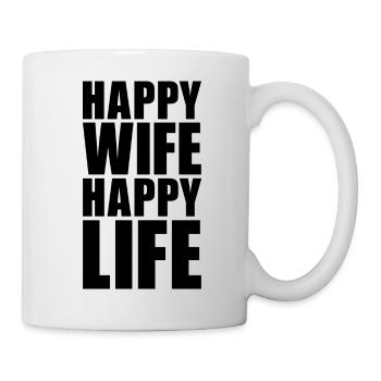 FEMME HEUREUSE, VIE HEUREUSE - Mug blanc - blanc - Droite