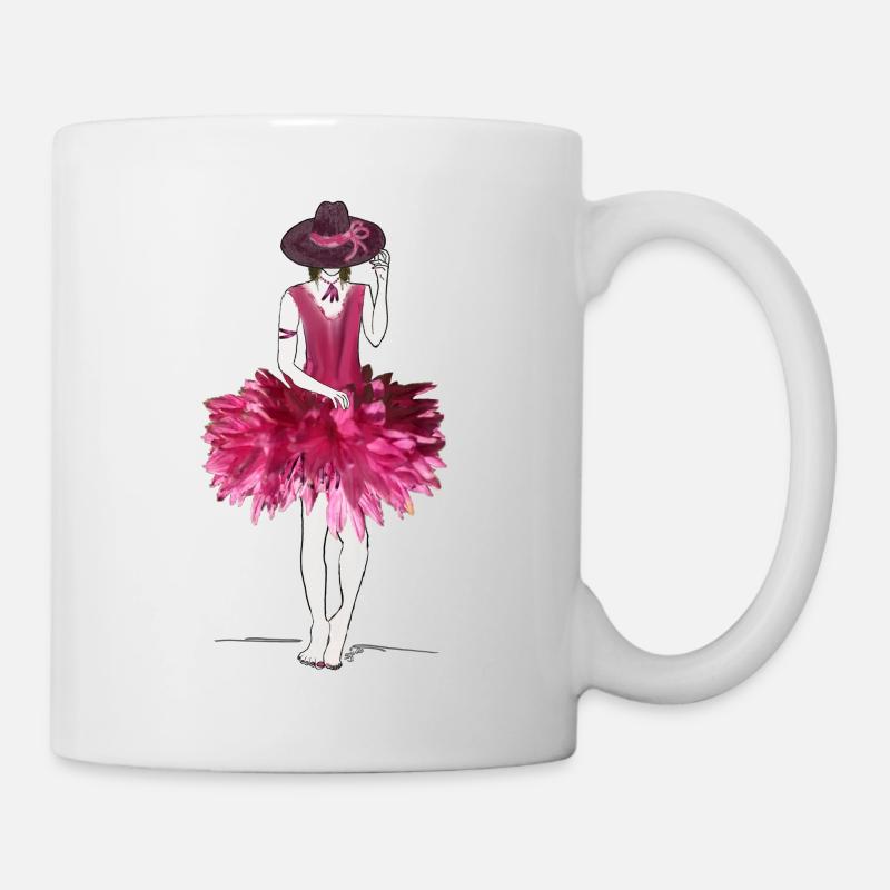 Blumenfrau in Pink - Tasse - Weiß