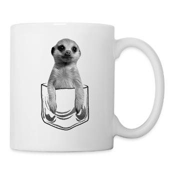 Baby meerkat in pocket pocket - Mug - white - Right