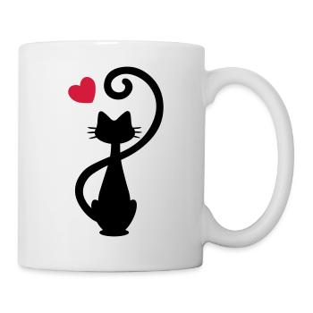 Katze - Katzendame - Cat - Chat - kitty - Tasse - Weiß - Rechts