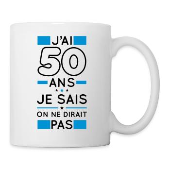 Anniversaire 50 ans - J'ai 50 ans je sais - Mug blanc - blanc - Droite