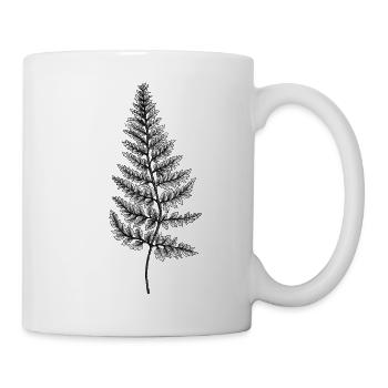 Florale vintage Illustration » Silberrückenfarn« - Tasse - Weiß - Rechts