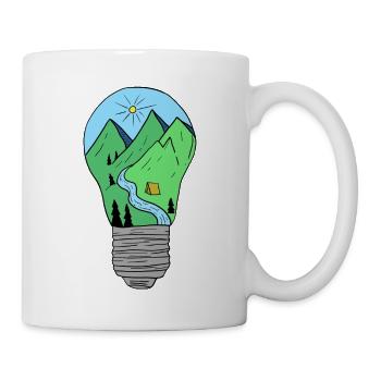 Montagnes dans une ampoule dessinée à la main de façon créative - Mug blanc - blanc - Droite