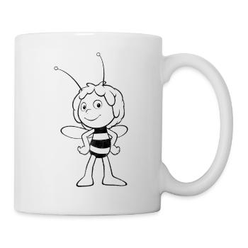 Biene Maja Schwarz Weiß Line Art - Tasse - Weiß - Rechts