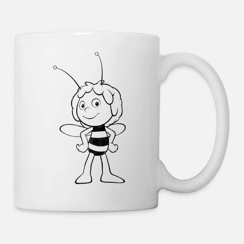 Maya The Bee Black White Line Art - Mug - white