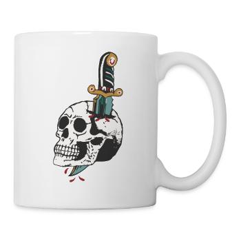 dague transperce crane tete de mort old school - Mug blanc - blanc - Droite