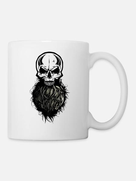 Schädel Kopf des Todes Hipster Schädel Bart Bart - Tasse - Weiß