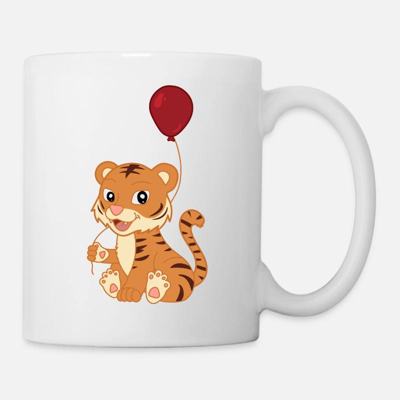 Cute Baby Tiger with Balloon - Mug - white