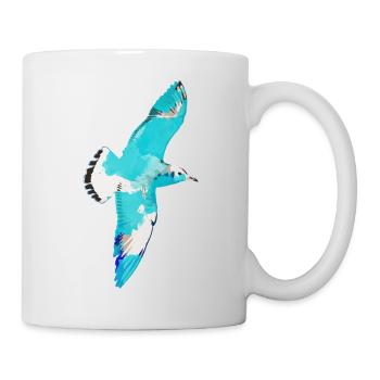 Mouette, illustration, vol, oiseaux, bleu, graffiti - Mug blanc - blanc - Droite