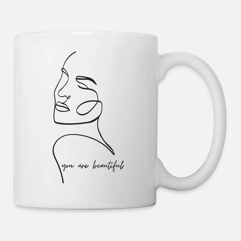 Vous êtes belle - Visage Line Art - Mug blanc - blanc