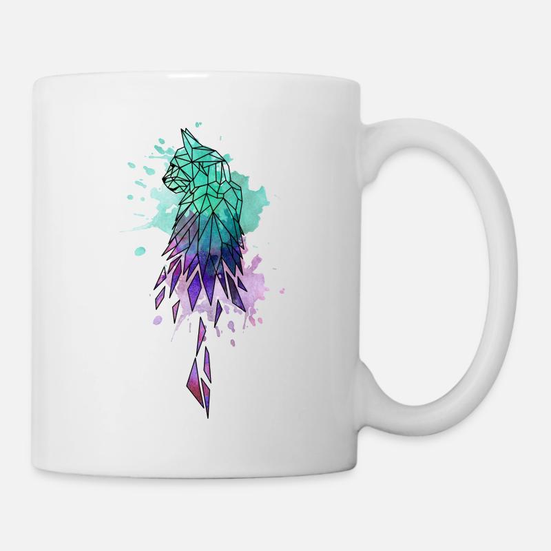 katze aquarell polygone - Tasse - Weiß