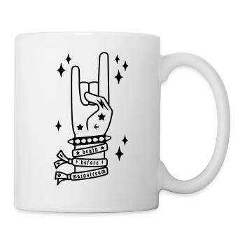 Death Before Mainstream - heavy metal hand gesture - Mug - white - Right