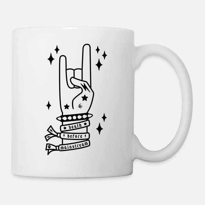 Death Before Mainstream - Heavy Metal Handgeste - Tasse - Weiß