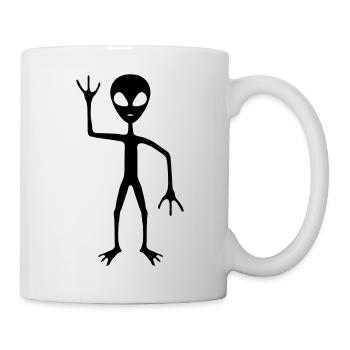 Umriss Silhouette außerirdischer Besucher - Tasse - Weiß - Rechts