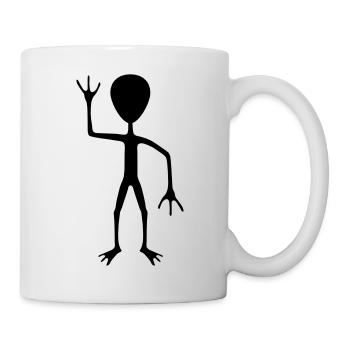 Silhouette außerirdischer Besucher Begrüßung - Tasse - Weiß - Rechts