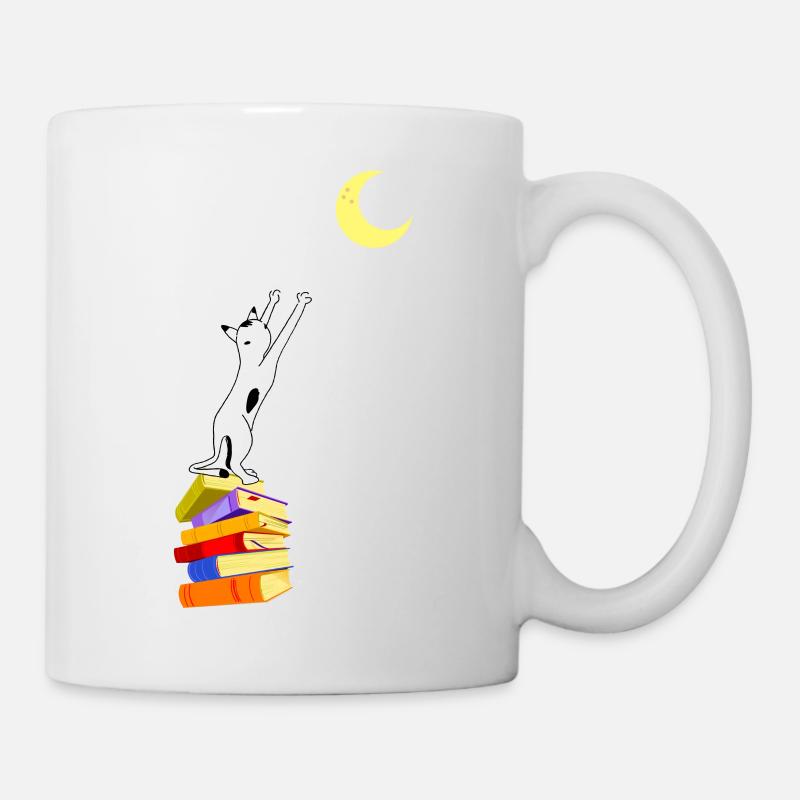 chat qui décroche la lune - humour - Mug blanc - blanc