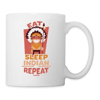 Eat Sleep Indian Repeat Native American People - Tasse - Weiß - Rechts