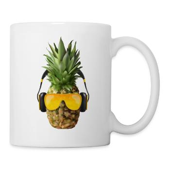 Ananas mit Kopfhörer - Tasse - Weiß - Rechts