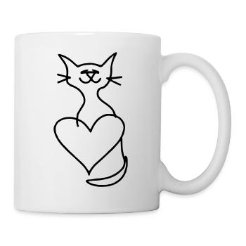 Cats Love Heart Line Art Gift Idea - Mug - white - Right