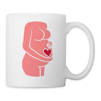 Baby Herz Bauch Schwanger - Tasse - Weiß - Rechts